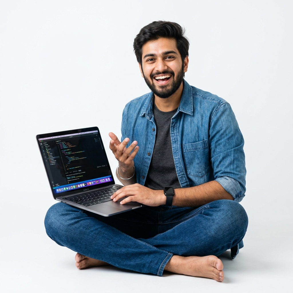 Tech instructor with laptop